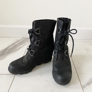 Sorel Joan of Arctic II black lace-up wedge boots
